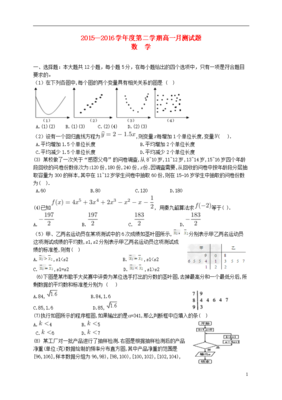 四川省达州市高级中学2015-2016学年高一数学下学期第一次月考试题(无答案.doc